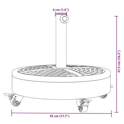 vidaXL saulessarga pamatne ar riteņiem, Ø38 / 48 mm kātiem, 27 kg