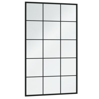 vidaXL sienas spogulis, melns, 100x60 cm, metāls