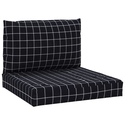vidaXL palešu dīvāna matrači, 2 gab., melns četrstūru raksts