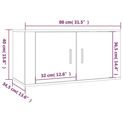 vidaXL sienas TV skapīši, 3 gab., ozolkoka krāsā 80x34,5x40 cm