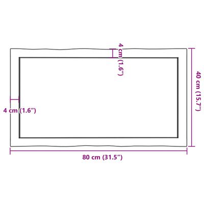 vidaXL galda virsma, gaiši brūna, 80x40x(2-4)cm, ozola masīvkoks