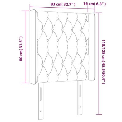 vidaXL gultas galvgalis ar LED, 83x16x118/128 cm, pelēkbrūns audums