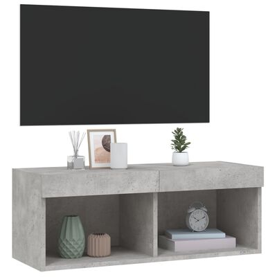 vidaXL TV skapītis ar LED lampiņām, betona pelēki, 80x30x30 cm