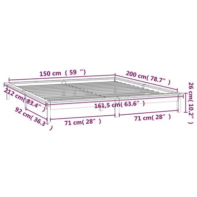 vidaXL gultas rāmis ar LED, medus brūns, 150x200 cm, masīvkoks