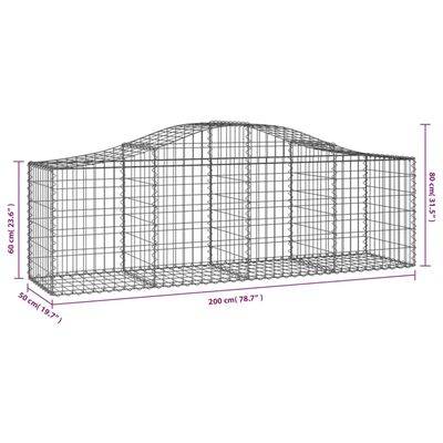 vidaXL arkveida gabiona grozi, 9 gb., 200x50x60/80 cm, cinkota dzelzs