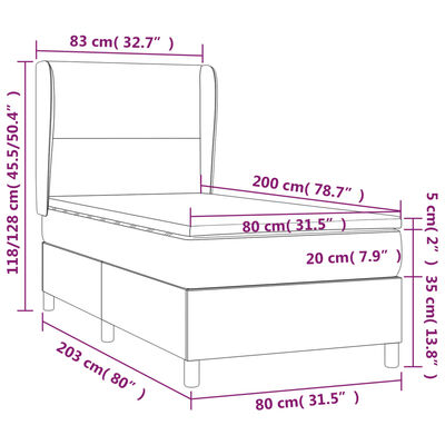 vidaXL atsperu gulta ar matraci, rozā samts, 80x200 cm