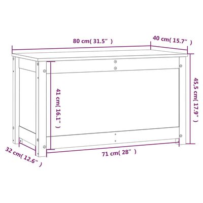 vidaXL uzglabāšanas kaste, brūna, 80x40x45,5 cm, priedes masīvkoks