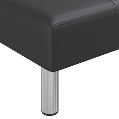 vidaXL L-formas dīvāngulta, melna, 255x140x70 cm, mākslīgā āda