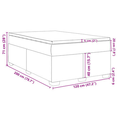 vidaXL atsperu gulta ar matraci, tumši zils samts, 120x200 cm