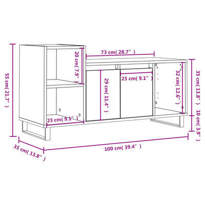 vidaXL TV skapītis, pelēcīgs, 100x35x55 cm, inženierijas koks