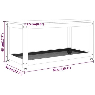 vidaXL kafijas galdiņš, 90x45x45 cm, MDF, dzelzs, gaiši brūns, melns