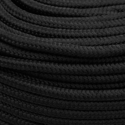 vidaXL laivu virve, melna, 6 mm, 50 m, polipropilēns
