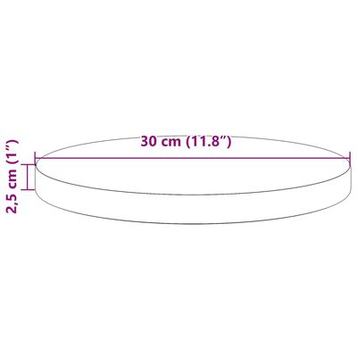 vidaXL galda virsma, vaska brūna, apaļa, Ø30x2,5 cm, priedes masīvkoks