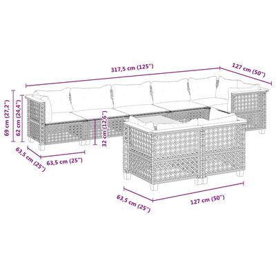 vidaXL 9-daļīgs dārza dīvāna komplekts, matrači, melna PE rotangpalma