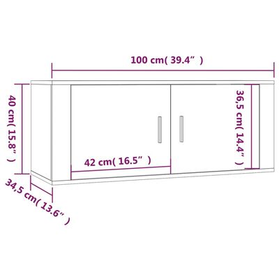 vidaXL sienas TV skapīši, 3 gab., spīdīgi balti, 100x34,5x40 cm