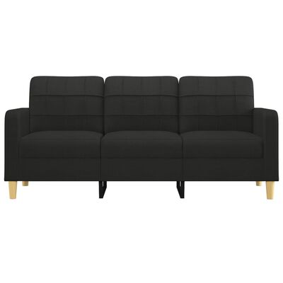 vidaXL trīsvietīgs dīvāns, melns audums, 180 cm