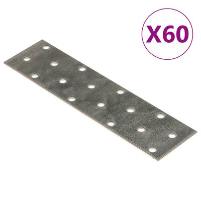 vidaXL perforētas plāksnes, 60 gab., 2 mm, 160x40 mm, cinkots tērauds