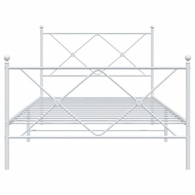 vidaXL gultas rāmis ar galvgali un kājgali, balts metāls, 100x200 cm