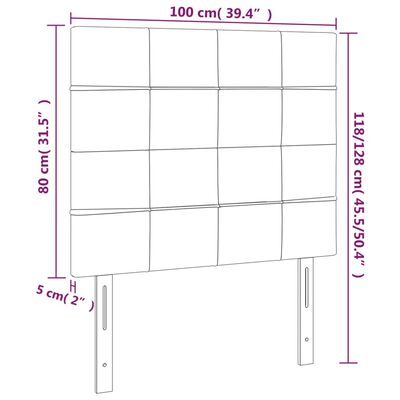 vidaXL gultas galvgalis ar LED, 100x5x118/128 cm, tumši pelēks audums