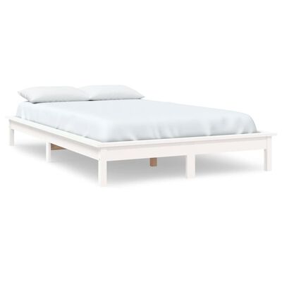 vidaXL gultas rāmis, balts, 150x200 cm, priedes masīvkoks, King izmērs