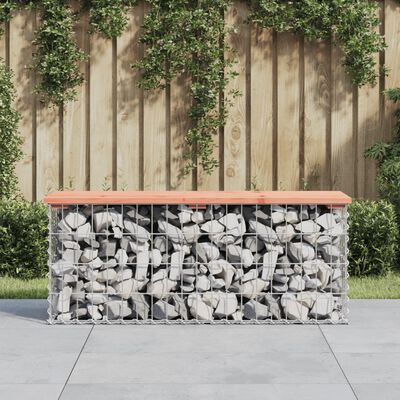 vidaXL dārza sols, gabiona dizains, 103x31,5x42 cm, egles masīvkoks