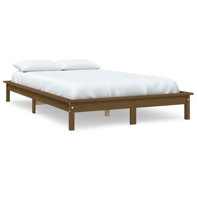 vidaXL gultas rāmis, medus brūns, 140x190 cm, priedes masīvkoks