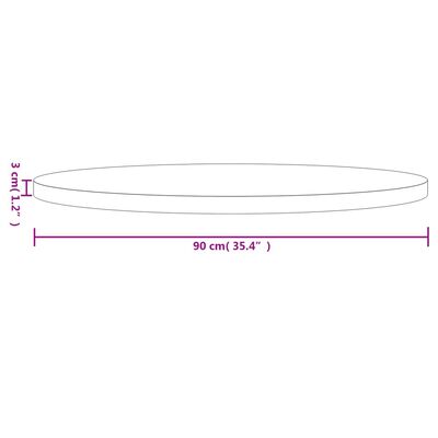 vidaXL galda virsma, balta, Ø90x3 cm, apaļa, priedes masīvkoks