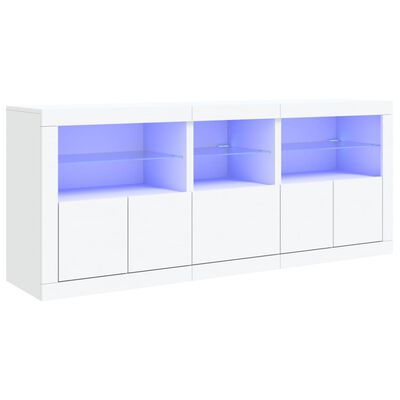 vidaXL kumode ar LED lampiņām, 162x37x67 cm, balta