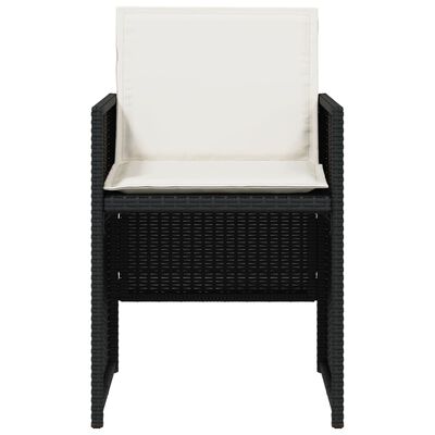 vidaXL dārza krēsli, 4 gab., ar matračiem, PE rotangpalma, melni