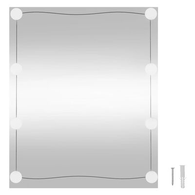 vidaXL sienas spogulis ar LED, 50x60 cm, stikls, taisnstūra