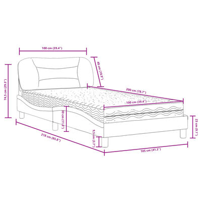 vidaXL gulta ar matraci, brūna, 100x200 cm, mākslīgā āda