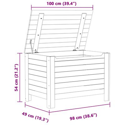 vidaXL uzglabāšanas kaste ar vāku RANA, balta, 100x49x54 cm, priede