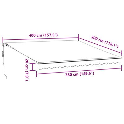 vidaXL automātiski izvelkama markīze, pelēka un balta, 400x300 cm