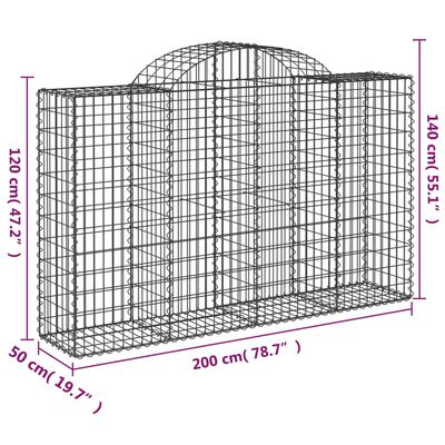 vidaXL arkveida gabiona grozi, 30gb., 200x50x120/140cm, cinkota dzelzs