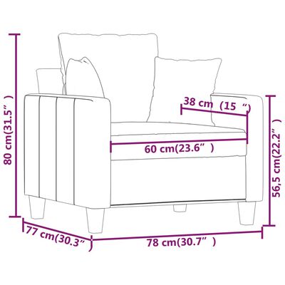 vidaXL atpūtas krēsls, krēmkrāsas, 60 cm, audums