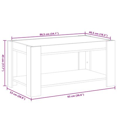 vidaXL kafijas galdiņš ar LED, melns, 93x53x45 cm, inženierijas koks