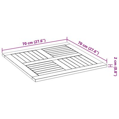 vidaXL galda virsma, 70x70x2 cm, taisnstūra, kvadrāta forma