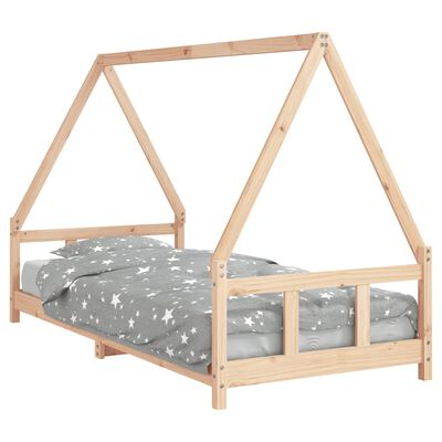 vidaXL bērnu gultas rāmis, 90x200 cm, priedes masīvkoks