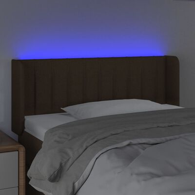 vidaXL gultas galvgalis ar LED, 93x16x78/88 cm, tumši brūns audums