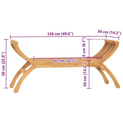 vidaXL dārza sols, 126 cm, masīvs tīkkoks