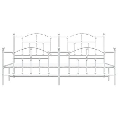 vidaXL gultas rāmis ar galvgali un kājgali, balts metāls, 200x200 cm