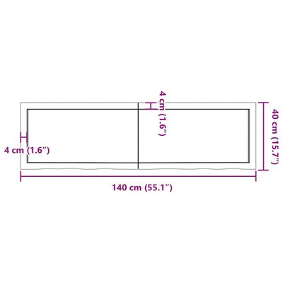 vidaXL vannasistabas letes virsma 140x40x(2-4)cm apstrādāts masīvkoks