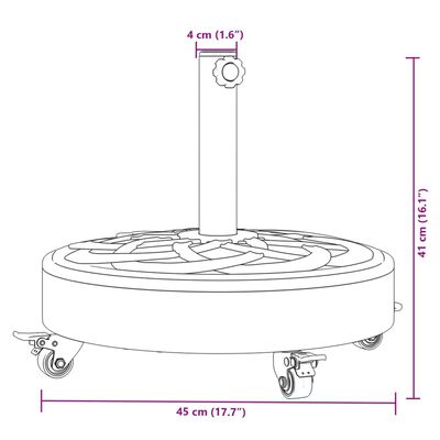 vidaXL saulessarga pamatne ar riteņiem, Ø38 / 48 mm kātiem, 27 kg