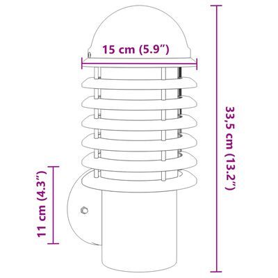 vidaXL āra sienas lampa, melns, nerūsējošs tērauds