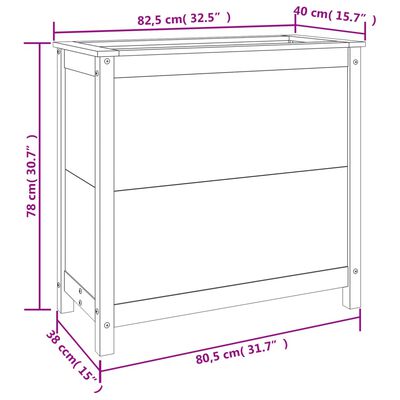 vidaXL dārza puķu kaste, 82,5x40x78 cm, Duglasa egles masīvkoks