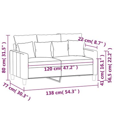 vidaXL divvietīgs dīvāns, brūns, 120 cm, samts