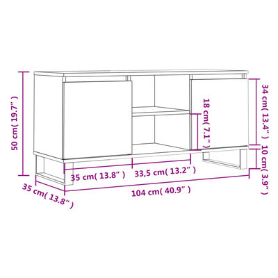 vidaXL TV skapītis, betona pelēks, 104x35x50 cm, inženierijas koks