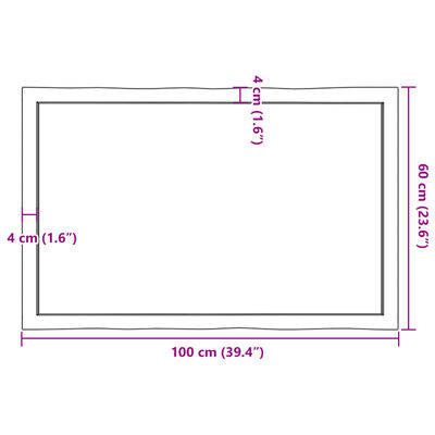 vidaXL galda virsma, 100x60x(2-6) cm, masīvkoks, dabīgas formas mala