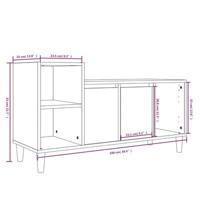 vidaXL TV skapītis, melns, 100x35x55 cm, inženierijas koks