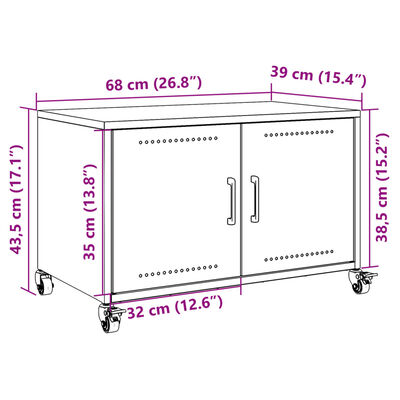 vidaXL TV skapītis, pelēks, 68x39x43,5 cm, auksti velmēts tērauds